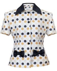 POST MERIDIEM - Short-Sleeve Polka Dot Jacket With Bow Details - Lyst
