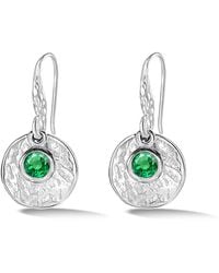 Dower & Hall - Hammered Disc & Garnet Array Drop Earrings - Lyst