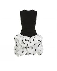 Mac Duggal - Sleeveless Polka Dot Mini Dress With Bubble Hem - Lyst