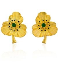 Milou Jewelry - Three-Leafed Clover Earrings With Zircon - Lyst