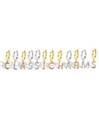 Classicharms - Single Pavé Initial Charm Drop huggie Hoop Earring - Lyst