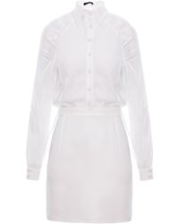 AVENUE No.29 - Gathered Raglan Sleeve Viscose Mini Shirt Dress - Lyst
