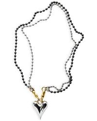 Kirei - Chrome Heart Necklace – Stainless Steel With Mixed Finishes - Lyst