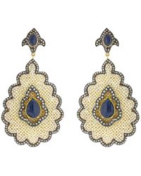 Artisan - Pearl & Blue Sapphire Pave Diamond In 18k Gold With Silver Clover Shape Dangle Earrings - Lyst