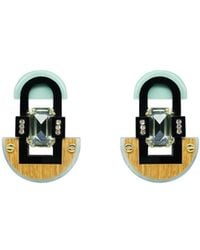 Gissa Bicalho - Handmade Acrylic Earring M Deco Mirror Rectangular Stone Cream - Lyst