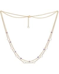 Pearls of the Orient Online - Credo Fine Double Chain Necklace With Cultured Freshwater Pearls & Amethyst - Lyst