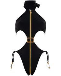 ANTONINIAS - Cynosure Cut-Out One-Piece Swimsuit With Accents And Front Zip - Lyst