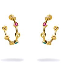 Ebru Jewelry - Multi Gemstone Hoop Joy Earrings - Lyst