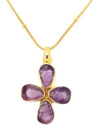 GEM BAZAAR - Amethyst Cross Pendant - Lyst