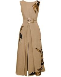 ALINA CERNĂTESCU - Neutrals Argus Embroided Dark Linen Dress - Lyst