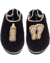 Laines London - Flatform Cloud Closed Toe Slippers With New Baby Brooches - Lyst
