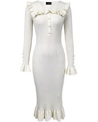 Chanel Joan Elkayam - Ruffled Detailed Knitted Dress Off - Lyst
