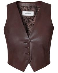 AGGI by HALEWSKI - Sylvia Chocolate Vegan Leather Vest - Lyst