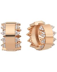 Dime Tribe - Stone Detailed Rose Hoop Earrings - Lyst