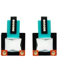Gissa Bicalho - Handmade Acrylic Earring M Deco Rectangular Cut Stone - Lyst