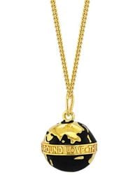 True Rocks - 18kt Gold Plated & Black Enamel Mini Globe Pendant - Lyst