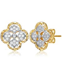 Genevive Jewelry - Rachel Glauber Plated With Cubic Zirconia Floral Stud Earrings - Lyst