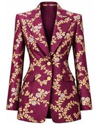 Richa Sharma - Luxury Handcrafted Plum Hued Brocade Blazer With Floral Motifs - Lyst