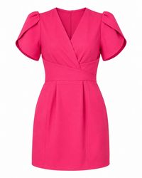 Girl In Mind - Bridget Twist Font Split Arm Mini Dress Fuschia - Lyst