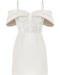 Tia Dorraine - Belle Of The Ball Satin Mini Dress With Lace Corset - Lyst