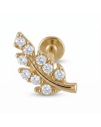 Zahav Jewelry - 14K Solid 18G 8Mm Leaf Shaped Internally Threaded Flat Back Stud - Lyst