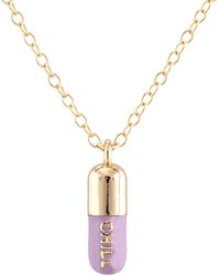 Kris Nations - Chill Pill Enamel Necklace Gold/peri Lilac - Lyst