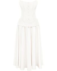 POST MERIDIEM - Buttoned Corset And Lapel Skirt - Lyst