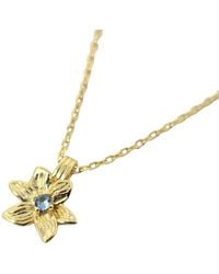 Harfi - Aquamarine March Birthstone Daffodil Birthflower Plated Charm Necklace - Lyst