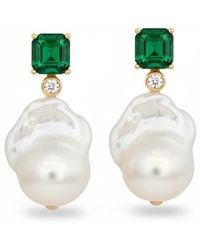 Angel Barocco - Diamond Large Baroque Pearl Earrings - Lyst