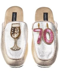 Laines London - Classic Mules With 70th Birthday & Glass Of Champagne Brooches - Lyst