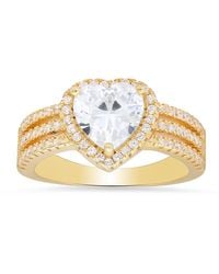 Kylie Harper - Three Row Heart-Cut Diamond Cz Halo Ring - Lyst