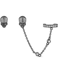 SALLY SKOUFIS - Peace Stud Ear Cuff Set With Made Diamonds - Lyst
