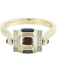 Artisan - 14K Garnet, Tourmaline, Topaz, Amethyst & Diamond Geometric Ring - Lyst