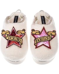 Laines London - Neutrals Flatform Cloud Slippers With & Fucking Fabulous Brooches - Lyst
