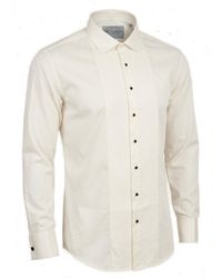 Ron Tomson - Neutrals Lurex Paneled Spread Collar Shirt - Lyst