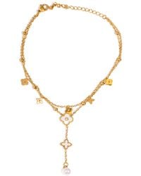 Ebru Jewelry - Floral Pearl Charm Anklet - Lyst