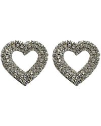 Achala Handcrafted - Neutrals Crystal Heart Statement Earrings - Lyst