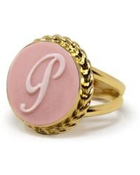 Vintouch Italy - Gold Vermeil Pink Cameo Ring Initial P - Lyst