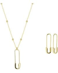 Spero London - Sterling Safety Pin Necklace & Earring Set - Lyst
