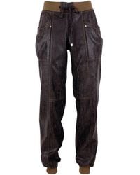 Lalipop Design - Jogger Pants With Wood-Textured Vegan Leather Finish - Lyst