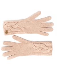Bel Cashmere - Neutrals Cable Knitted Cashmere Gloves - Lyst