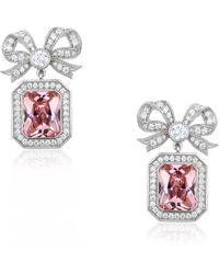 Santinni - Empress Bow & Pink Radian Cut Crystal Silver Earrings - Lyst