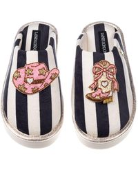 Laines London - Flatform Stripe Closed Toe Slippers With Cowgirl Hat & Cowgirl Boots Brooches - Lyst
