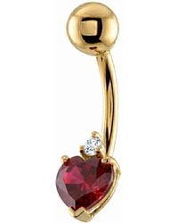 Zahav Jewelry - 10K Solid Heart Shaped Cz Belly Ring - Lyst