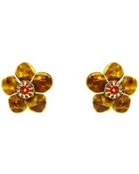 Gissa Bicalho - Handmade Acrylic Earring S Willd Flower Caramel - Lyst