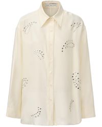 FRONT ROW SHOP - Neutrals Stud-Embellished Shirt Vanilla - Lyst
