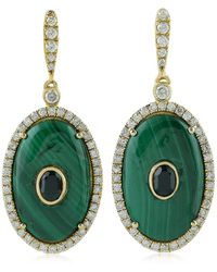 Artisan - Malachite, Spinel & Diamond Oval Earrings - Lyst