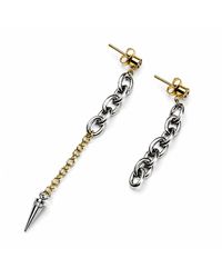 Kirei - Haze Earrings – Asymmetrical Stainless Steel Chains With Crystal-Set Spike - Lyst