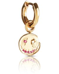 Kasun - Smile Hoop Earrings – July – Ruby – Plated - Lyst