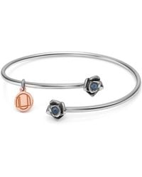 Unaloe - Sterling Magnifica Open Bangle Bracelet With Natural Sapphire – Handmade Italian Artisan Jewelry - Lyst